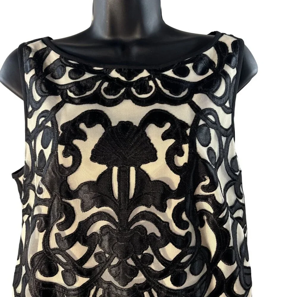 Vince Camuto Sleeveless Dress, Velvet Textured Pattern, Back Zipper Closure 14 - Picture 2 of 14